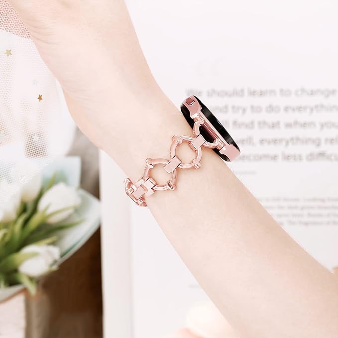 Bracelet en acier inoxydable chic, pour montre connectée, maillons ajustable, pour Samsung Galaxy Watch, modèle Minelus - La Boutique du Bracelet