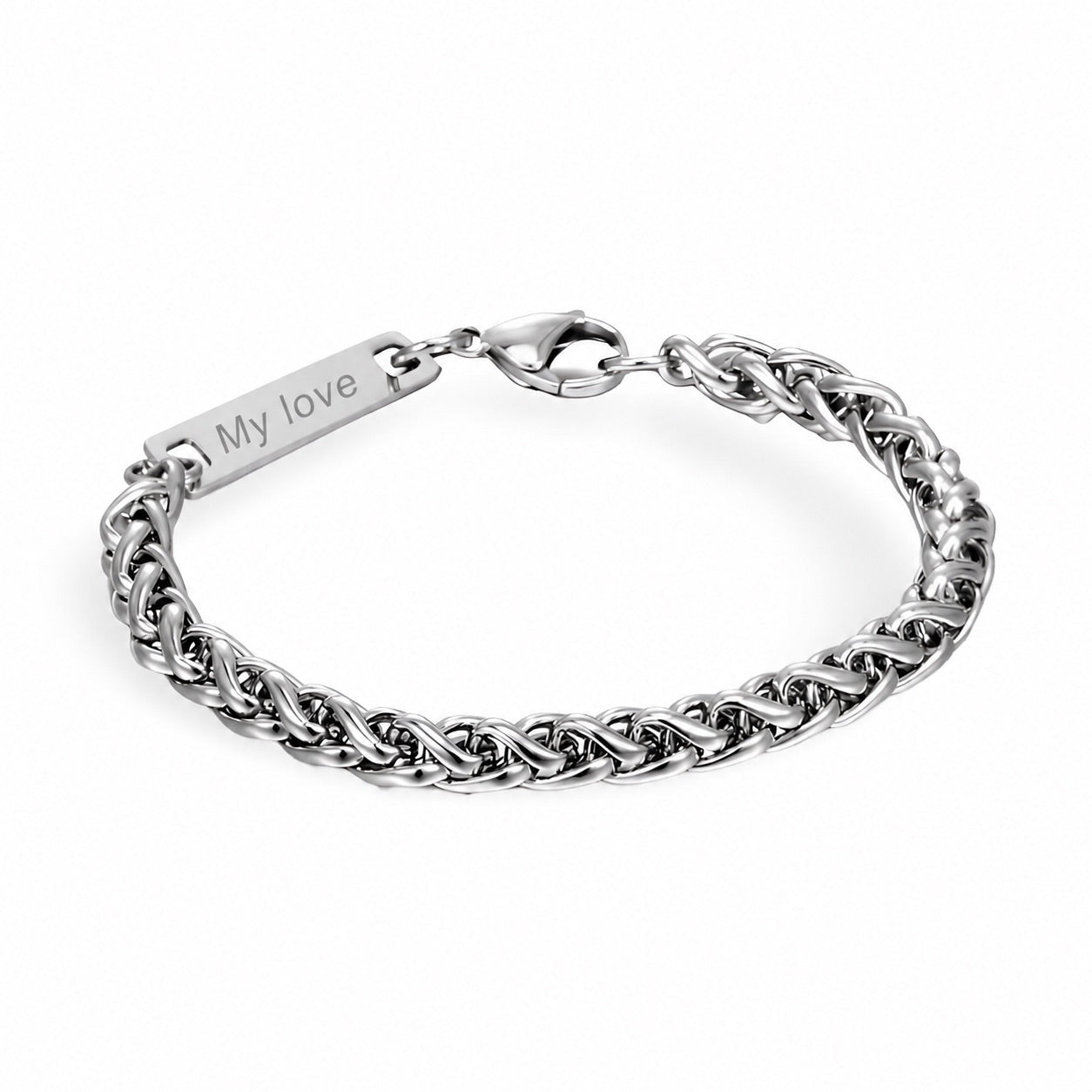Armband aus Edelstahl, Panzerarmband, Spiga-Kette, Unisex, Modell Swann
