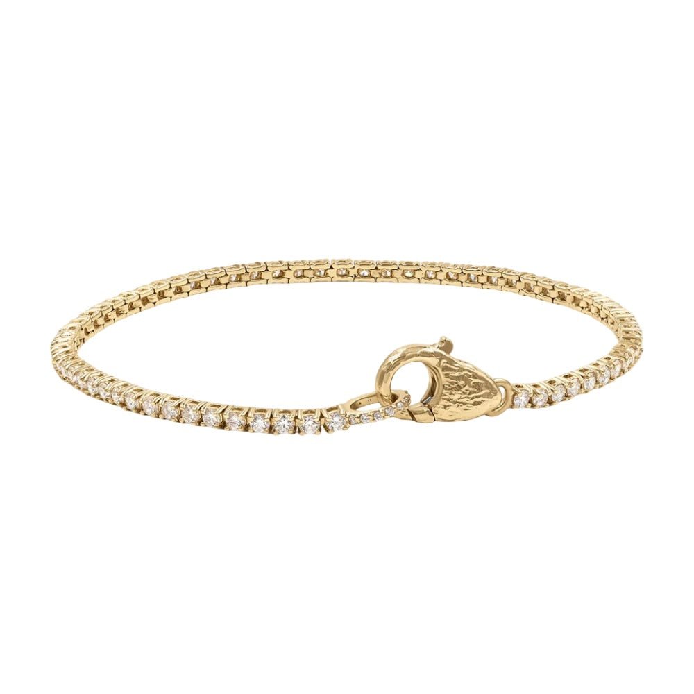 Bracelet en acier inoxydable orné de zircons, plaqué or 18 carats, fermeture mousqueton chic et travaillée, modèle Alethia - La Boutique du Bracelet