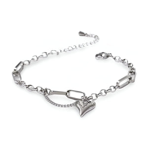 Bracelet, en acier inoxydable plaqué or, charm cœurs, pour femme, modèle Darmia - La Boutique du Bracelet