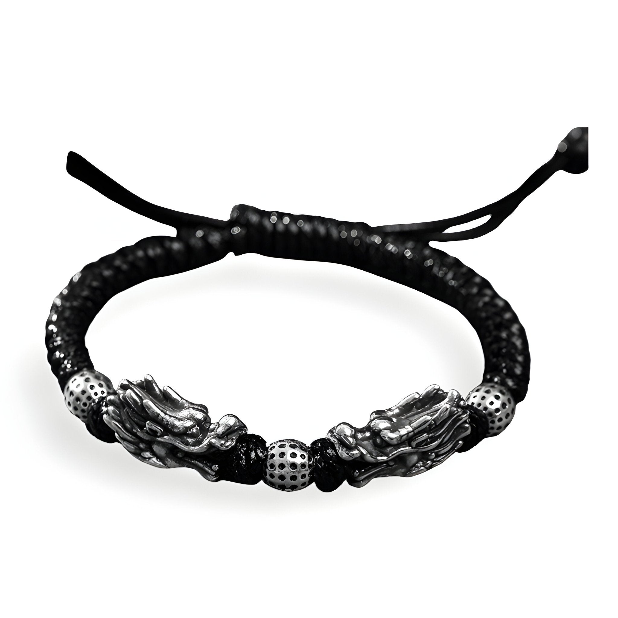 Bracelet en argent massif, double tête de dragon, pour homme, modèle Merlin - La Boutique du Bracelet