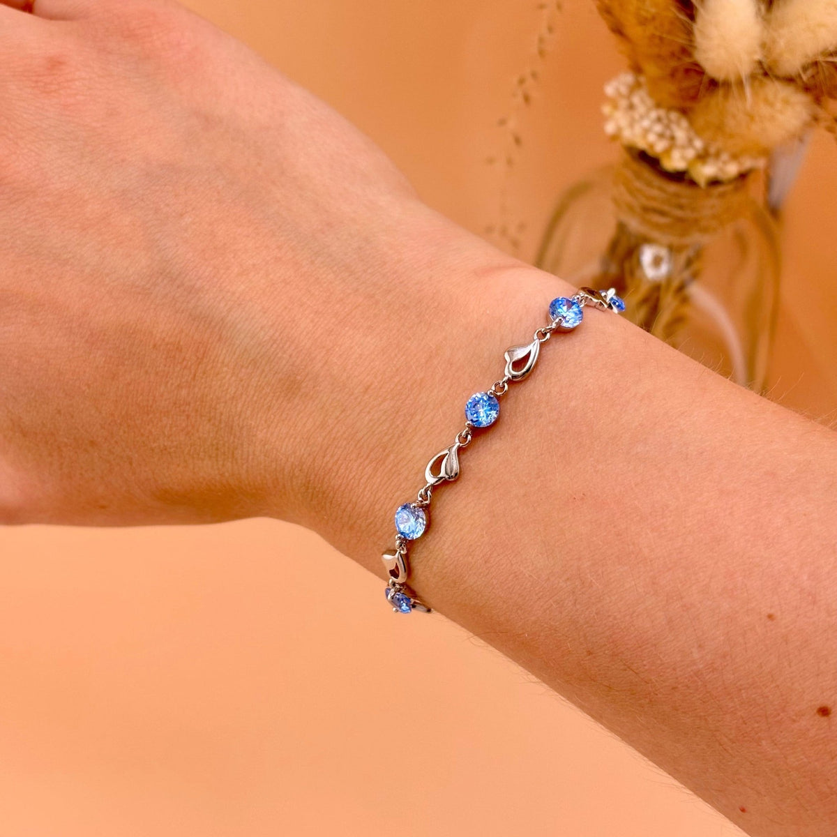Pure silver bracelet for women, heart link, Brenda model