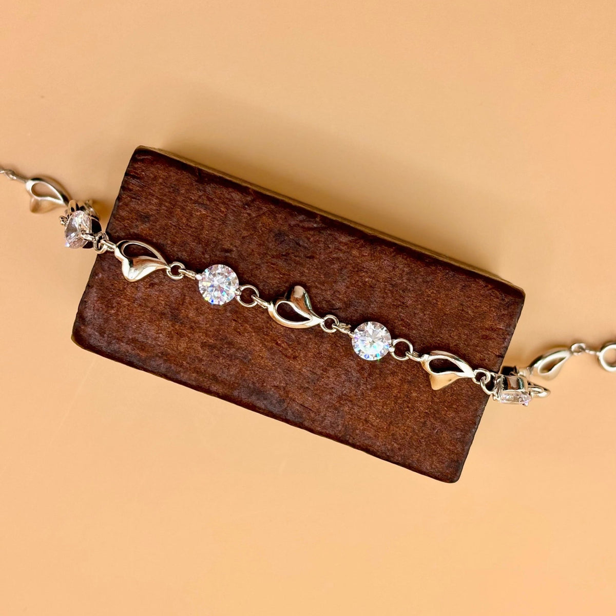 Pure silver bracelet for women, heart link, Brenda model