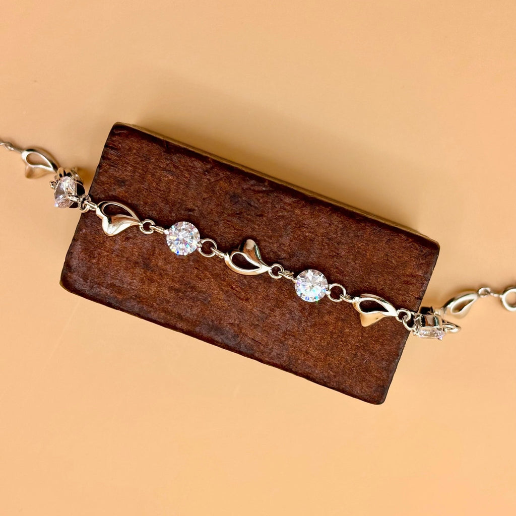 Damenarmband aus reinem Silber, Herzglieder, Modell Brenda