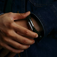 Bracelet homme vert en argent sterling avec double boule style militaire, modèle Ryan.