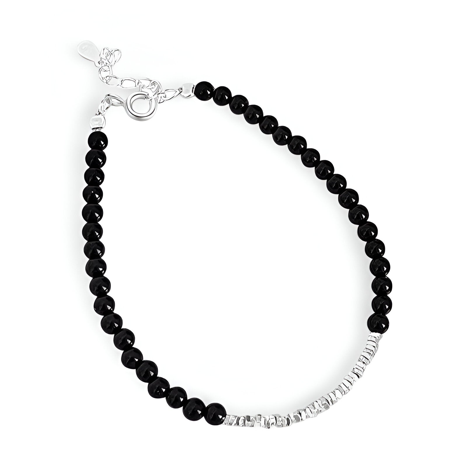 Bracelet en argent sterling et pierres d'onyx pour femme, modèle Malvina - La Boutique du Bracelet