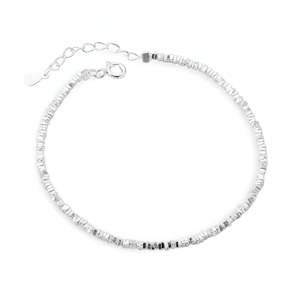 Bracelet femme en argent sterling avec perles texturées et fermoir ajustable.