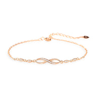 Bracelet chaîne fine en argent sterling avec charm infini serti de pierres scintillantes, modèle Ornella.