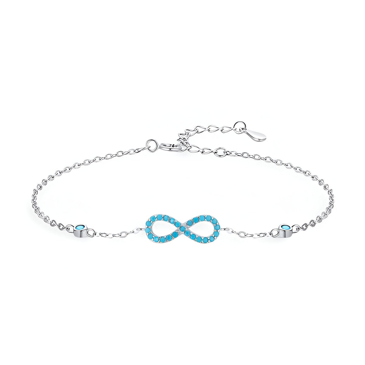 Sterling Silver Bracelet for Women, Infinity Charm Adorned with Turquo