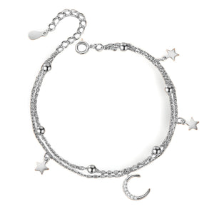 Bracelet en argent sterling pour femme, lune scintillante, modèle Déborah - La Boutique du Bracelet