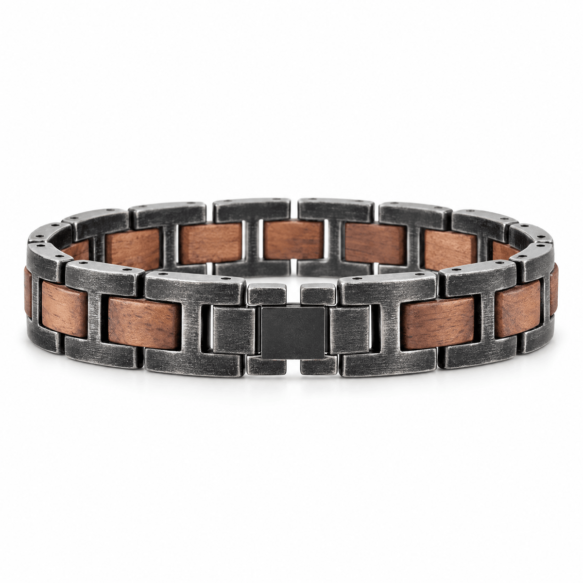 Packshot studio bracelet Alphonse Noir et marron, vue de face sur fond blanc — 8 octobre 2026