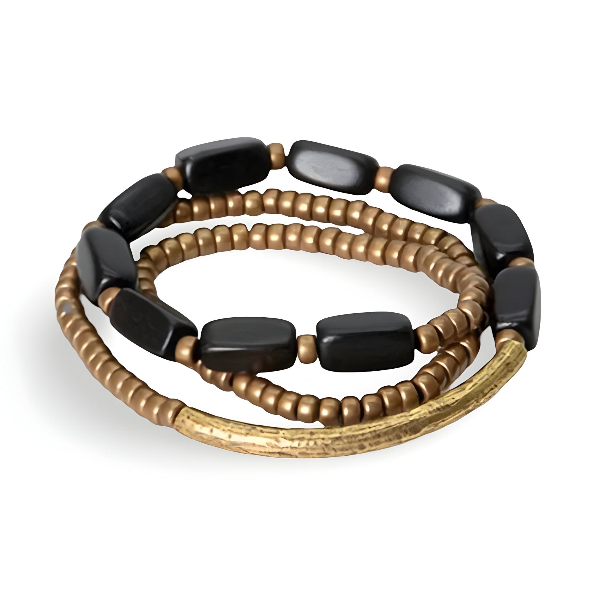 Bracelet en bois d'ébène noir et en cuivre, unique et avantageux, pour femme, modèle Stanka - La Boutique du Bracelet