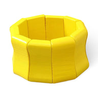 Bracelet large en bois naturel jaune solaire à maillons larges pour femme modèle Salou.