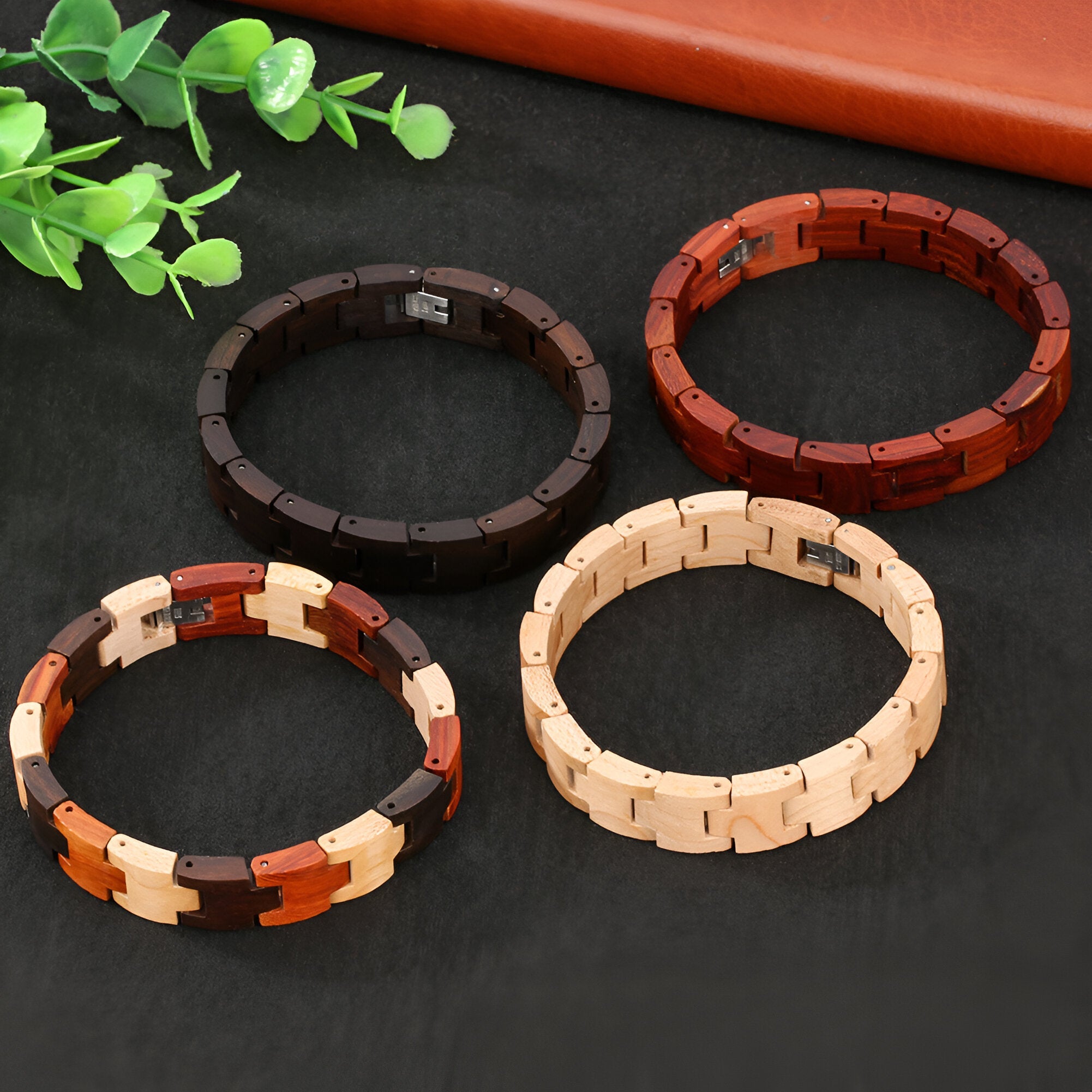 Bracelet en bois pour homme, en différents bois, modèle Fabien - La Boutique du Bracelet