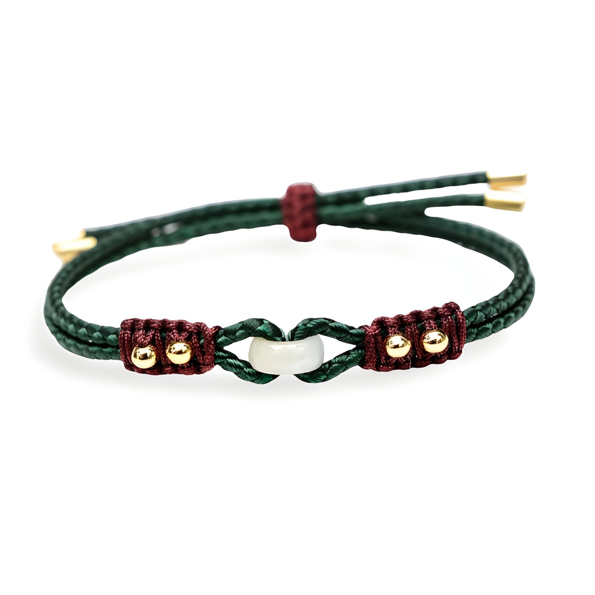 Bracelet en corde tressé, pierre de jade, mixte, modèle River - La Boutique du Bracelet