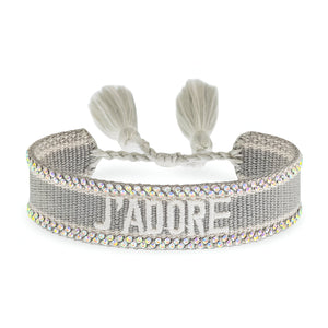 Bracelet en corde tressée, "J'adore", pour femme, modèle Teresa - La Boutique du Bracelet