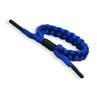 Bracelet en corde tressée bleu marine avec embouts noirs et fermoir noir mat.