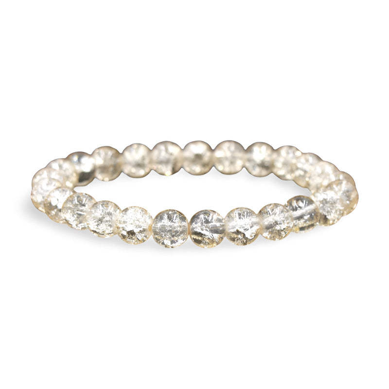 Bracelet femme en perles de cristal transparentes rondes et facettées.