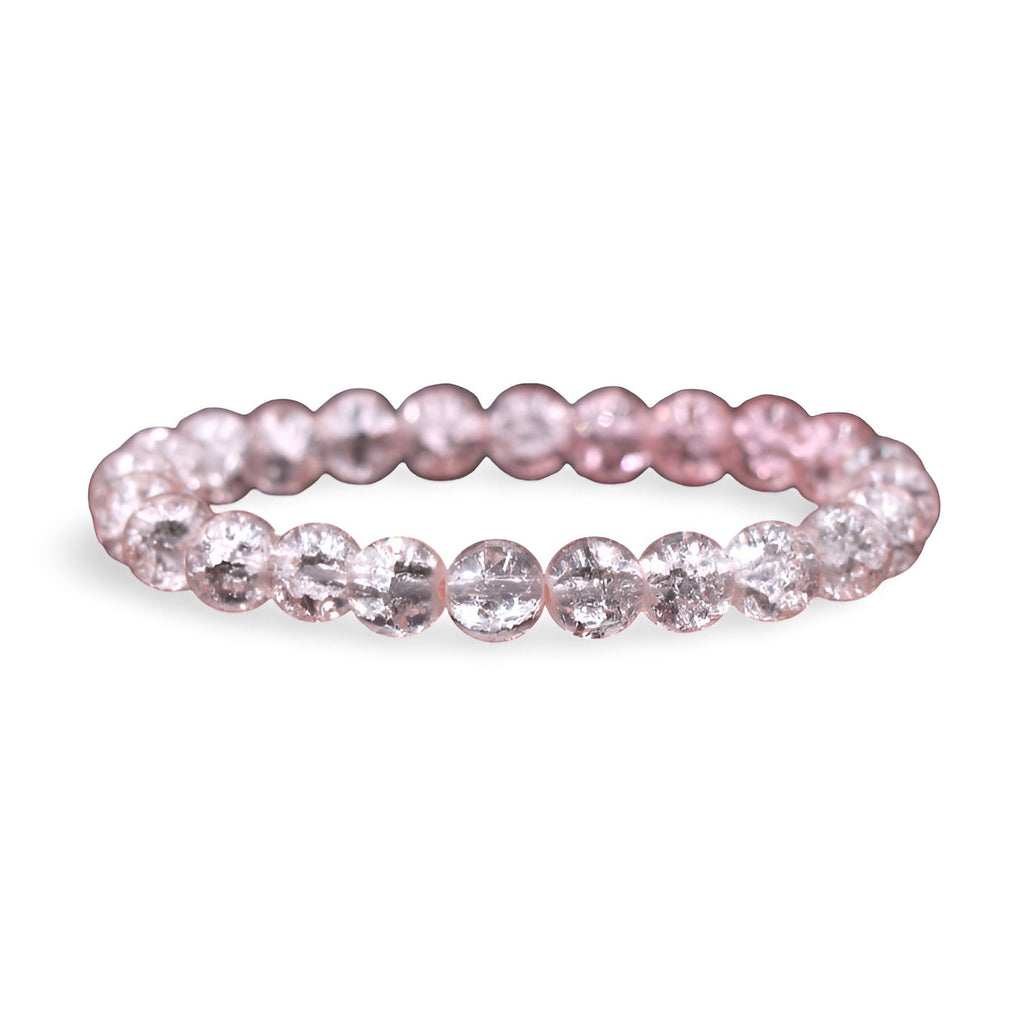 Bracelet en cristal rose clair avec perles rondes et effet scintillant, modèle Christelle.