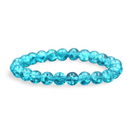 Bracelet élastique en perles de cristal bleu turquoise translucide scintillant pour femme.