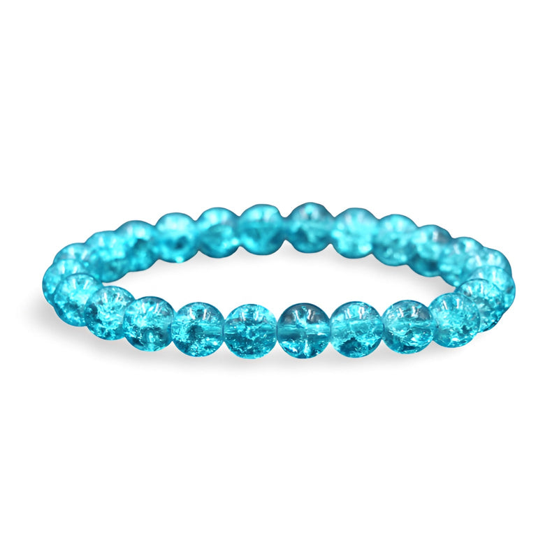 Bracelet élastique en perles de cristal bleu turquoise translucide scintillant pour femme.