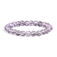 Bracelet femme en cristal violet clair, perles rondes facettées scintillantes.