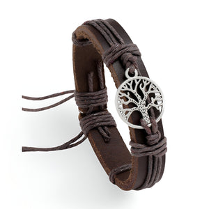 Bracelet en cuir, arbre de vie, mixte, modèle Addison - La Boutique du Bracelet