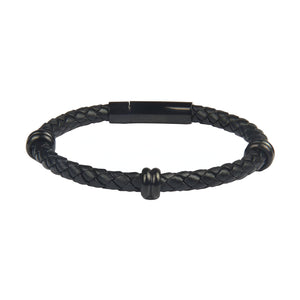 Bracelet en cuir et acier inoxydable, au détails métalliques, modèle Luvin - La Boutique du Bracelet