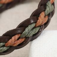Bracelet en cuir marron tressé avec fils verts et orange torsadés, style mixte Emerson.
