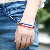 Bracelet en cuir microfibre tressé aux couleurs bleu, blanc et rouge, style drapeau français, modèle Nile.