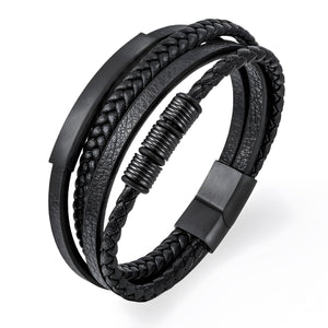 Bracelet personnalisé en cuir, multi-rangs, tendance, modèle Maxime