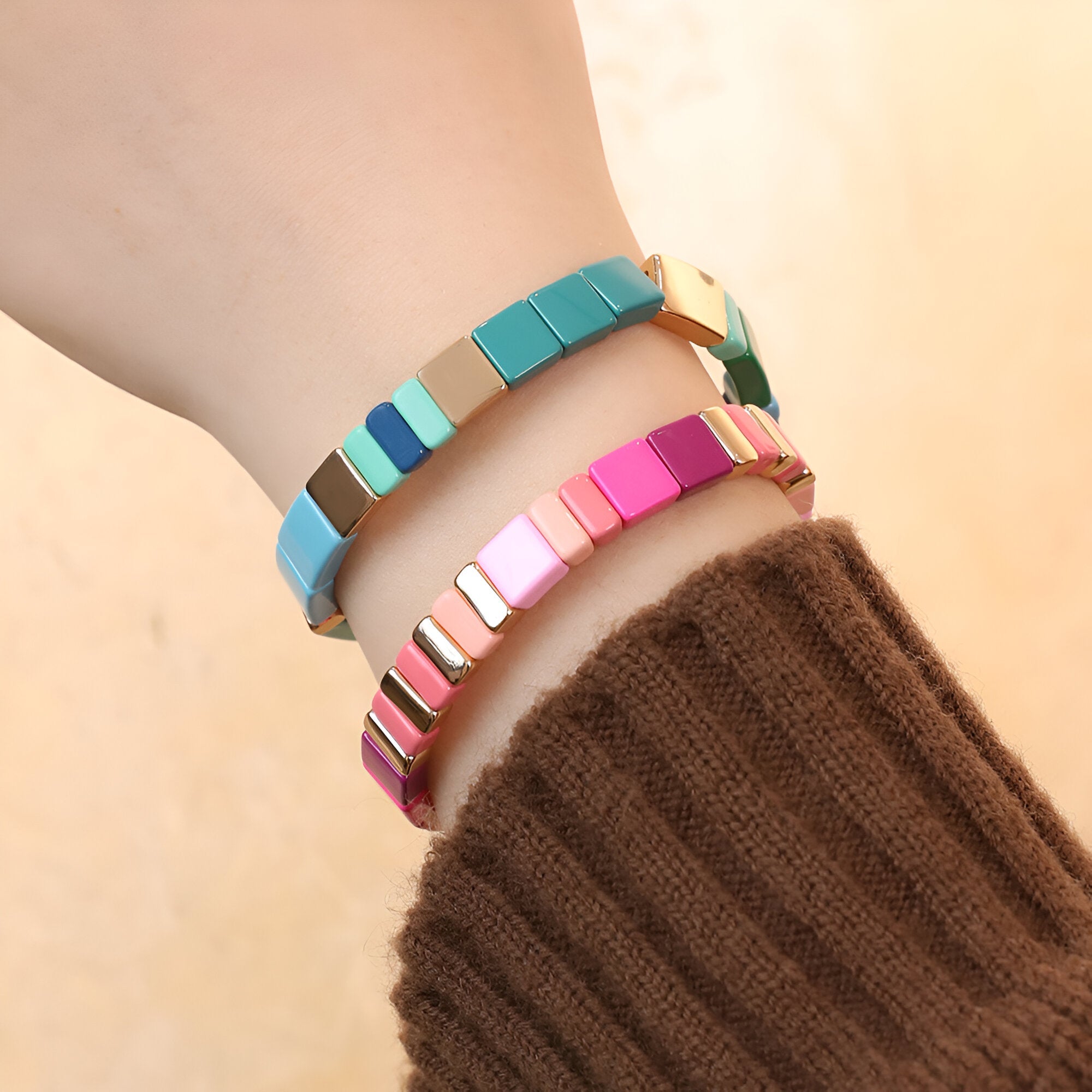 Bracelet en émail, aux couleurs vivifiantes, pour femme, modèle Calypso - La Boutique du Bracelet