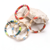 Bracelets en émail colorés avec segments rectangulaires, style Calypso pour femme, assortiment varié.