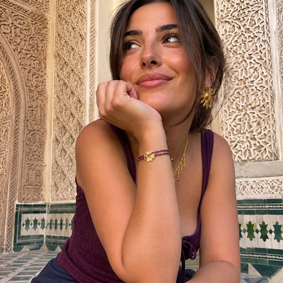 Bracelet en fil tressé, médaillon doré éclatant, bijou délicat pour accompagner votre style au quotidien, modèle Sumia