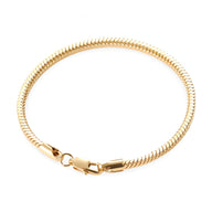 Bracelet jonc en acier inoxydable doré, maille serpent lisse avec fermoir mousqueton.
