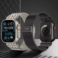 Bracelet maille magnétique argenté pour Apple Watch, ajustable, style épais et moderne  .