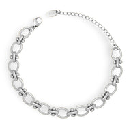 Bracelet en maille marine en titane plaqué argent avec fermoir mousqueton et chaînette ajustable.