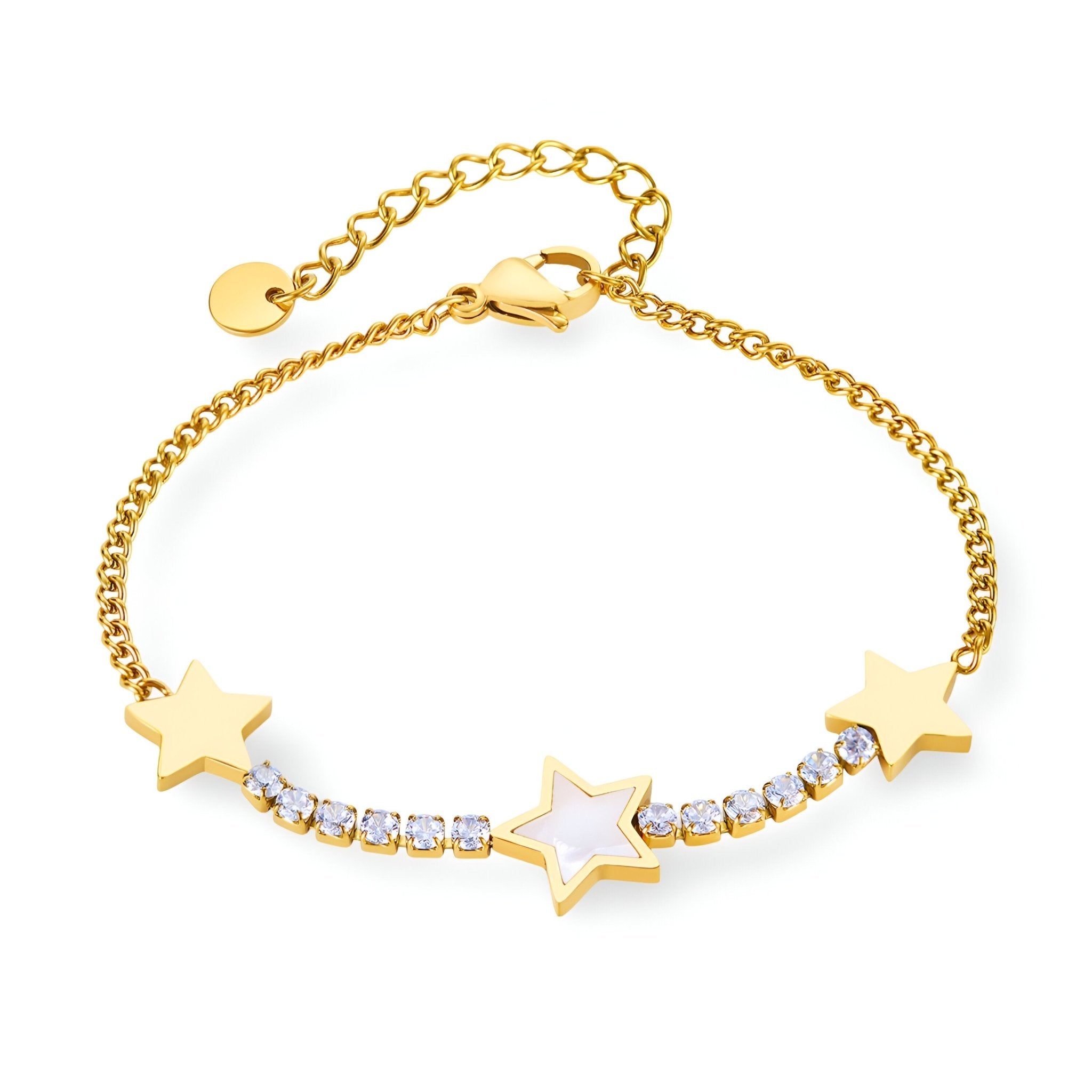 Bracelet en maille pour femme, étoiles brillantes, en acier inoxydable, modèle Bianca - La Boutique du Bracelet