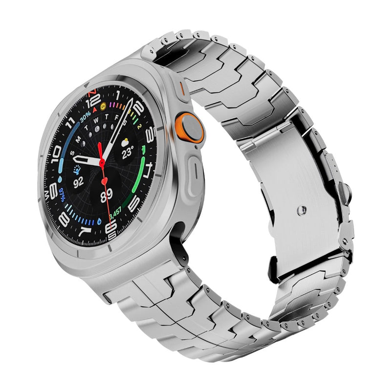 Bracelet en métal renforcé haute technologie, pour montre connectée, fermoir papillon, pour Samsung Galaxy Watch Ultra, modèle Despo - La Boutique du Bracelet