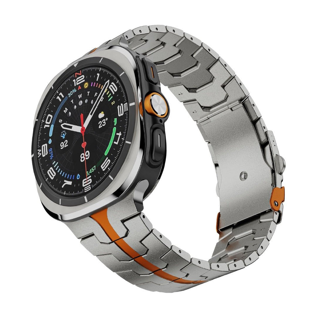 Bracelet en métal renforcé haute technologie, pour montre connectée, fermoir papillon, pour Samsung Galaxy Watch Ultra, modèle Despo - La Boutique du Bracelet