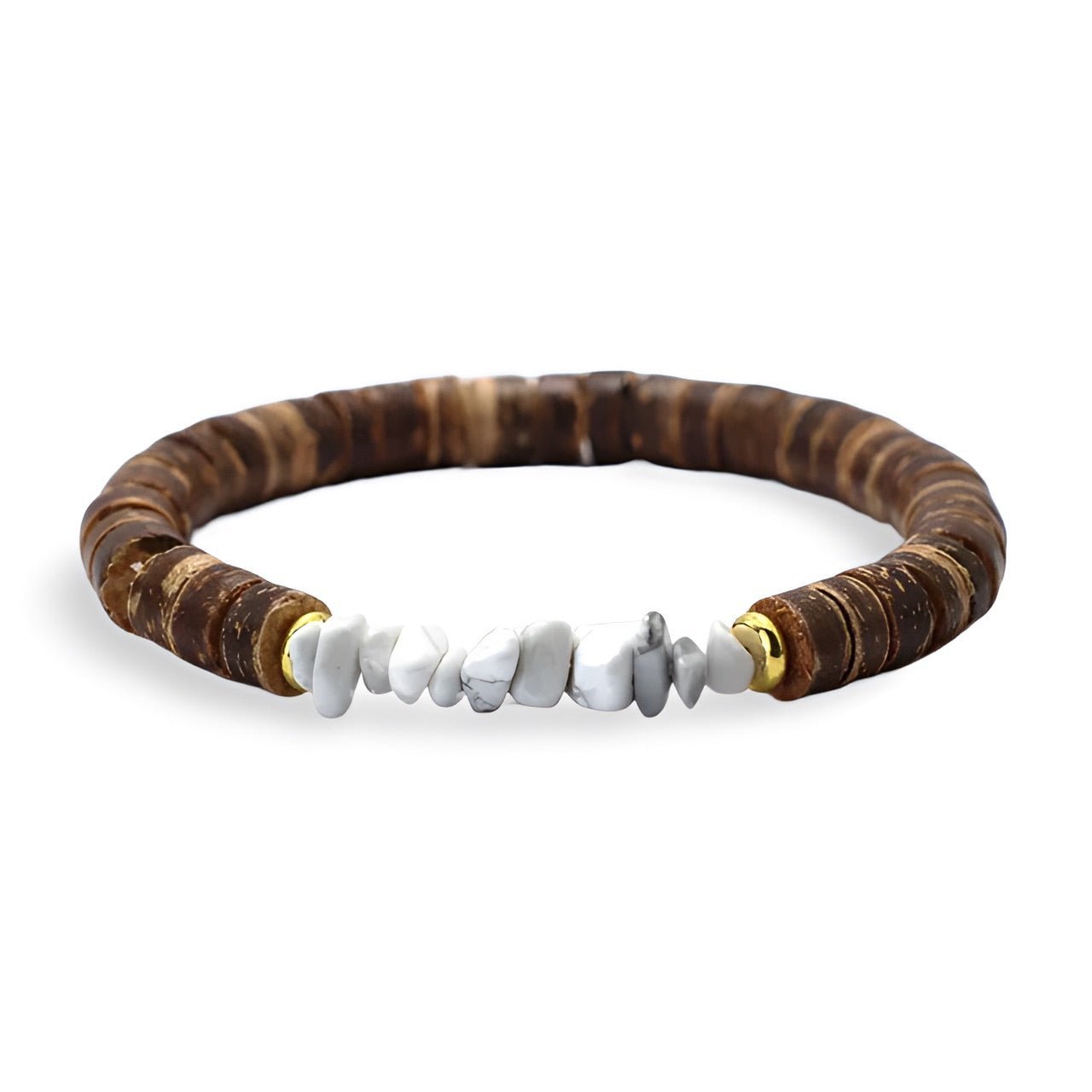 Bracelet en noix de coco et pierres naturelles, pour homme, modèle Coco - La Boutique du Bracelet