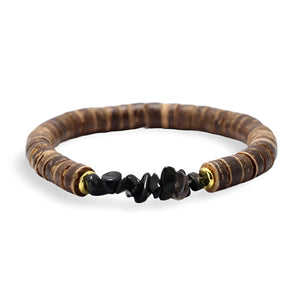 Bracelet en noix de coco et pierres naturelles, pour homme, modèle Coco - La Boutique du Bracelet