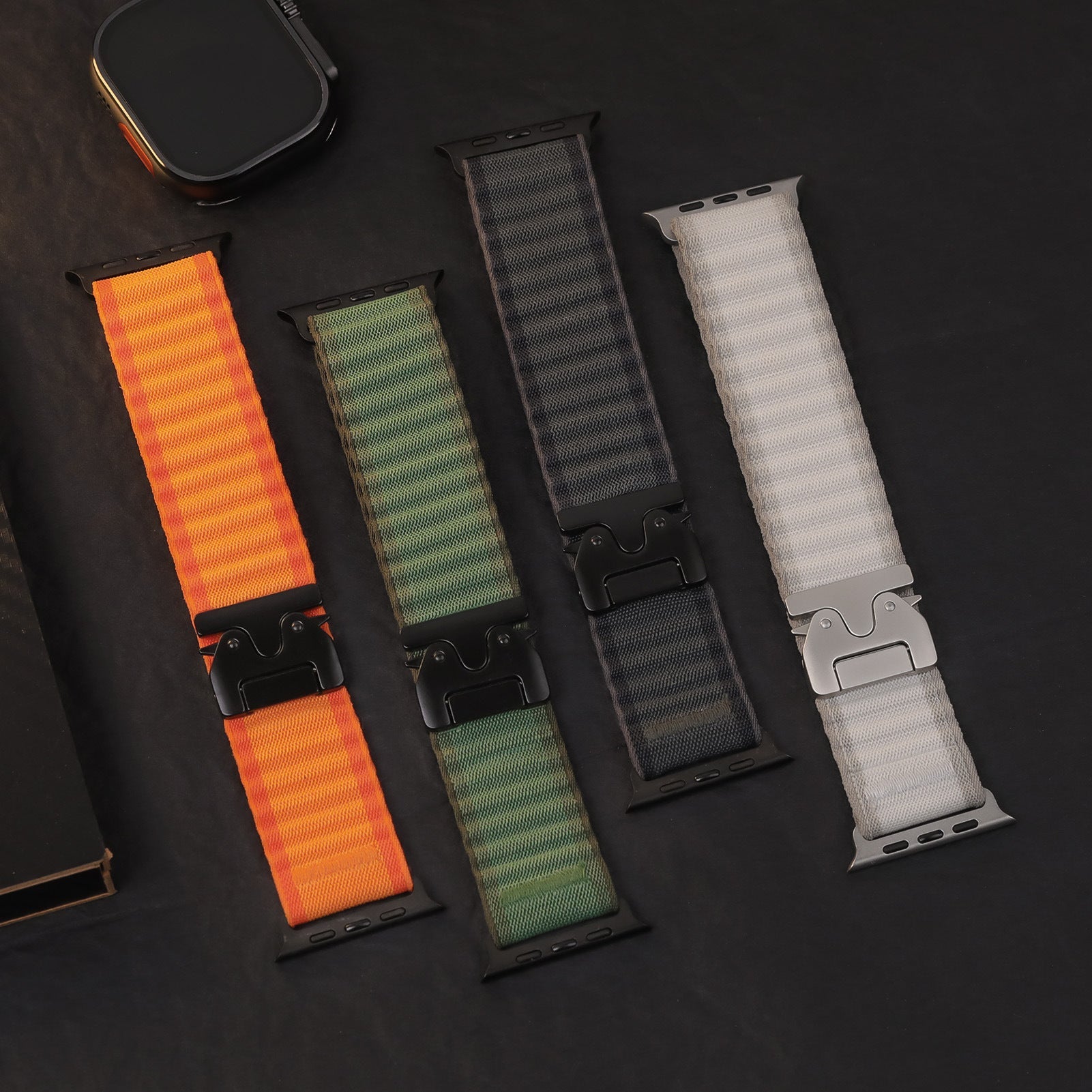 Bracelet en nylon sport, fermoir parachute tactique, pour Apple Watch, ajustable, modèle Omni - La Boutique du Bracelet