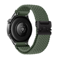 Bracelet en nylon tissé vert olive avec boucle noire tactique pour Huawei Watch modèle Almar.