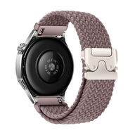 Bracelet en nylon tissé mauve avec boucle tactique métallique pour montre Huawei Watch Almar.