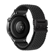 Bracelet en nylon tissé noir avec boucle tactique adaptable pour Huawei Watch, style robuste et élégant.