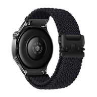 Bracelet en nylon tissé noir avec boucle tactique pour Huawei Watch, style robuste et ajustable.