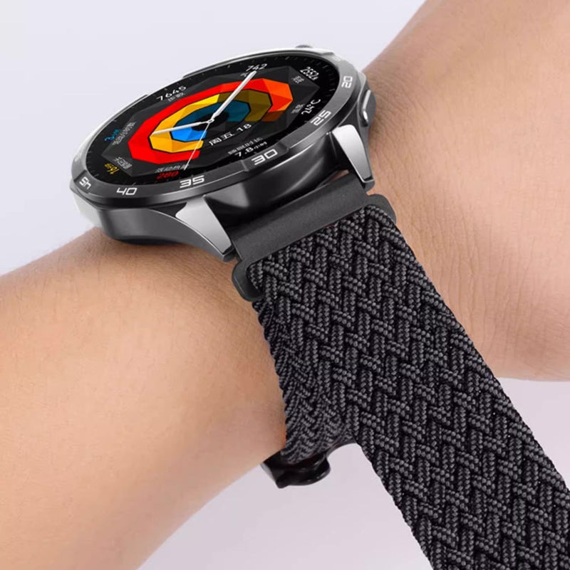 Bracelet en nylon tissé noir avec boucle tactique robuste pour Huawei Watch Almar.