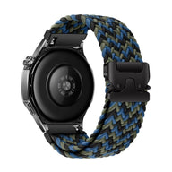 Bracelet nylon tissé bleu et vert, boucle tactique noire compatible Huawei Watch Almar.