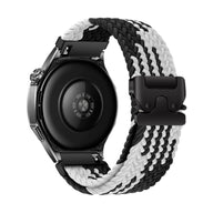 Bracelet nylon tissé noir et blanc avec boucle tactique pour Huawei Watch, modèle Almar.